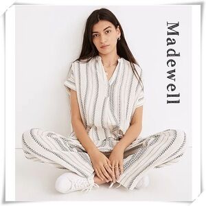 MADEWELL Lightspun Lakeline Popover Shirt & Pull on Balloon Pants Stripe #NE180